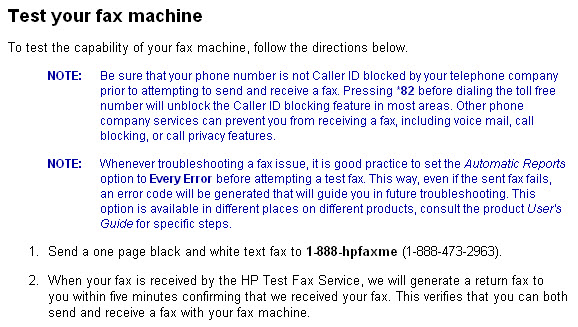 HP Fax Tester